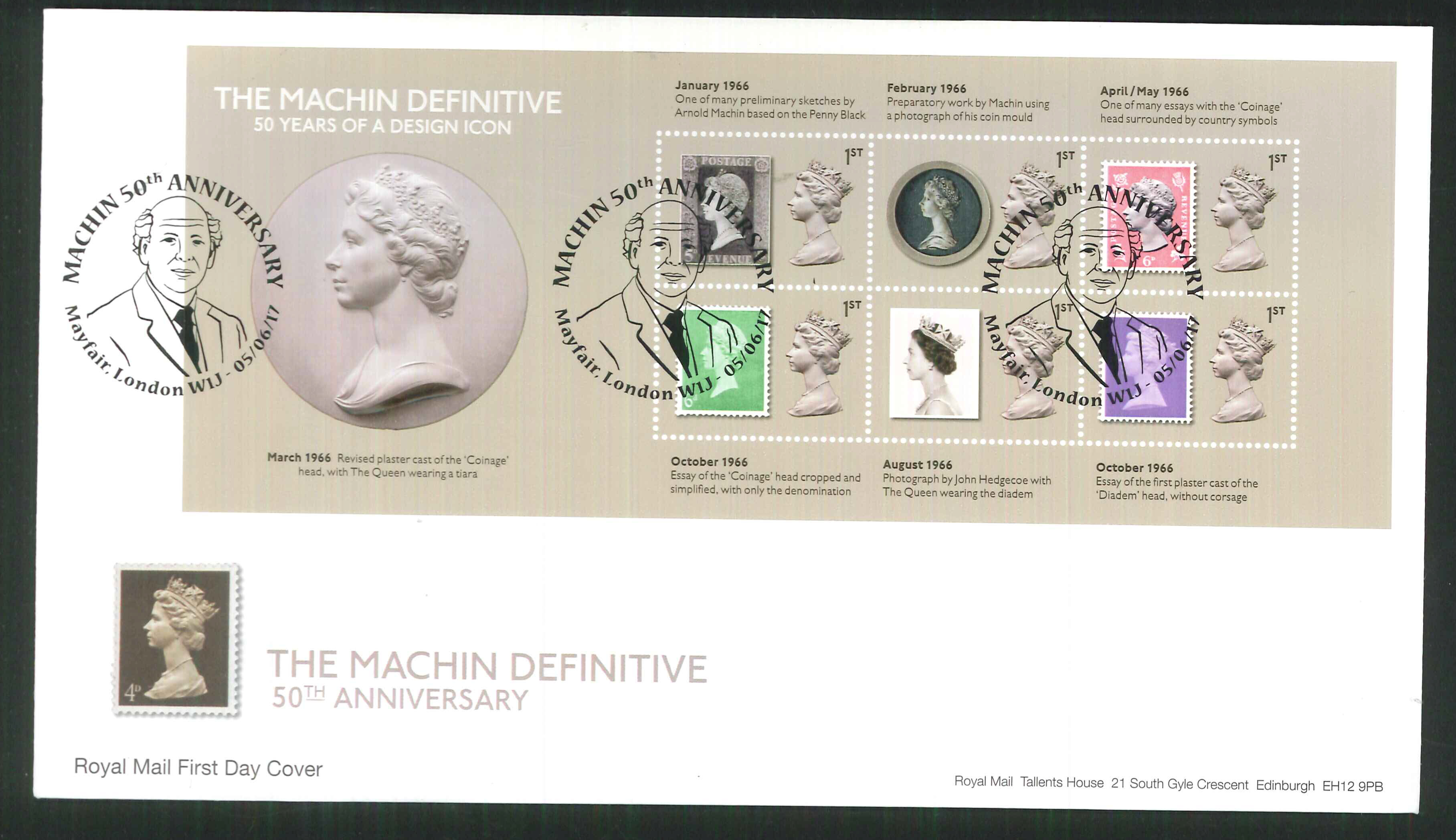 2017 - First Day Cover Machin Mini Sheet 61st Mayfair London Postmark - Click Image to Close